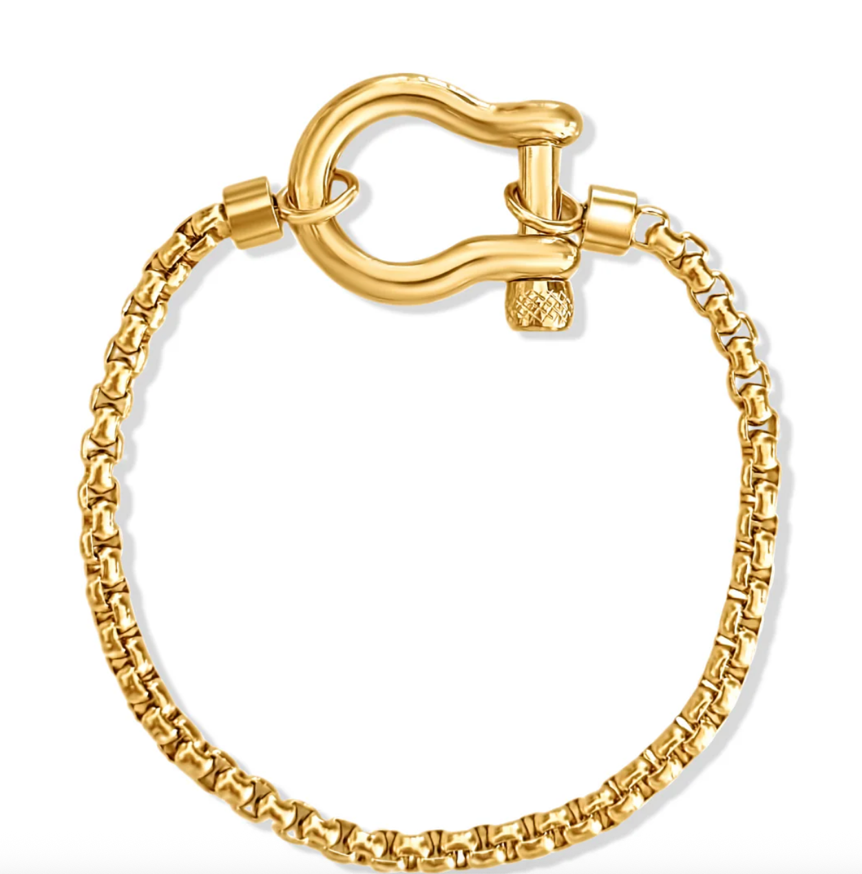 Horse Bit Carabiner Bracelet- Steel - Charm Bracelet 14K PVD: Yellow Gold