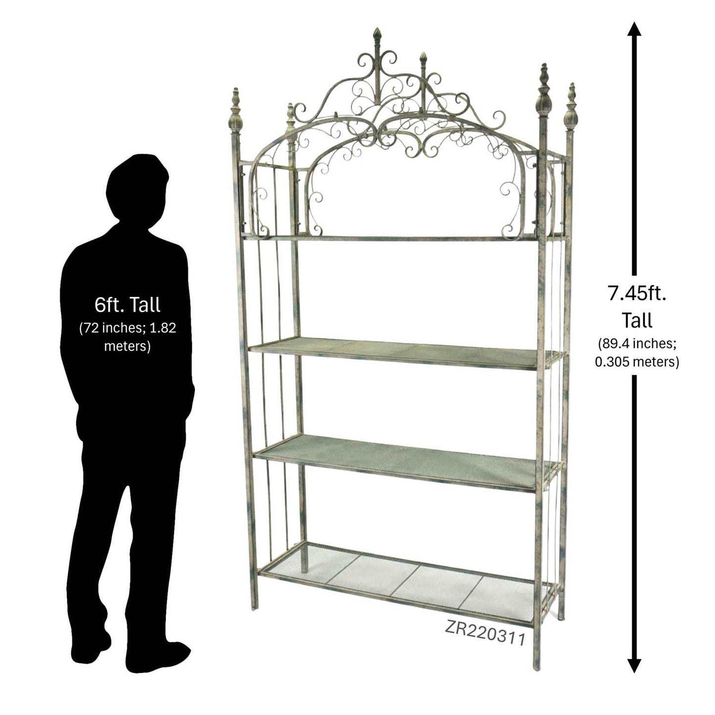 7.5ft. Tall Four Tier Standing Shelf "Stephania" : White