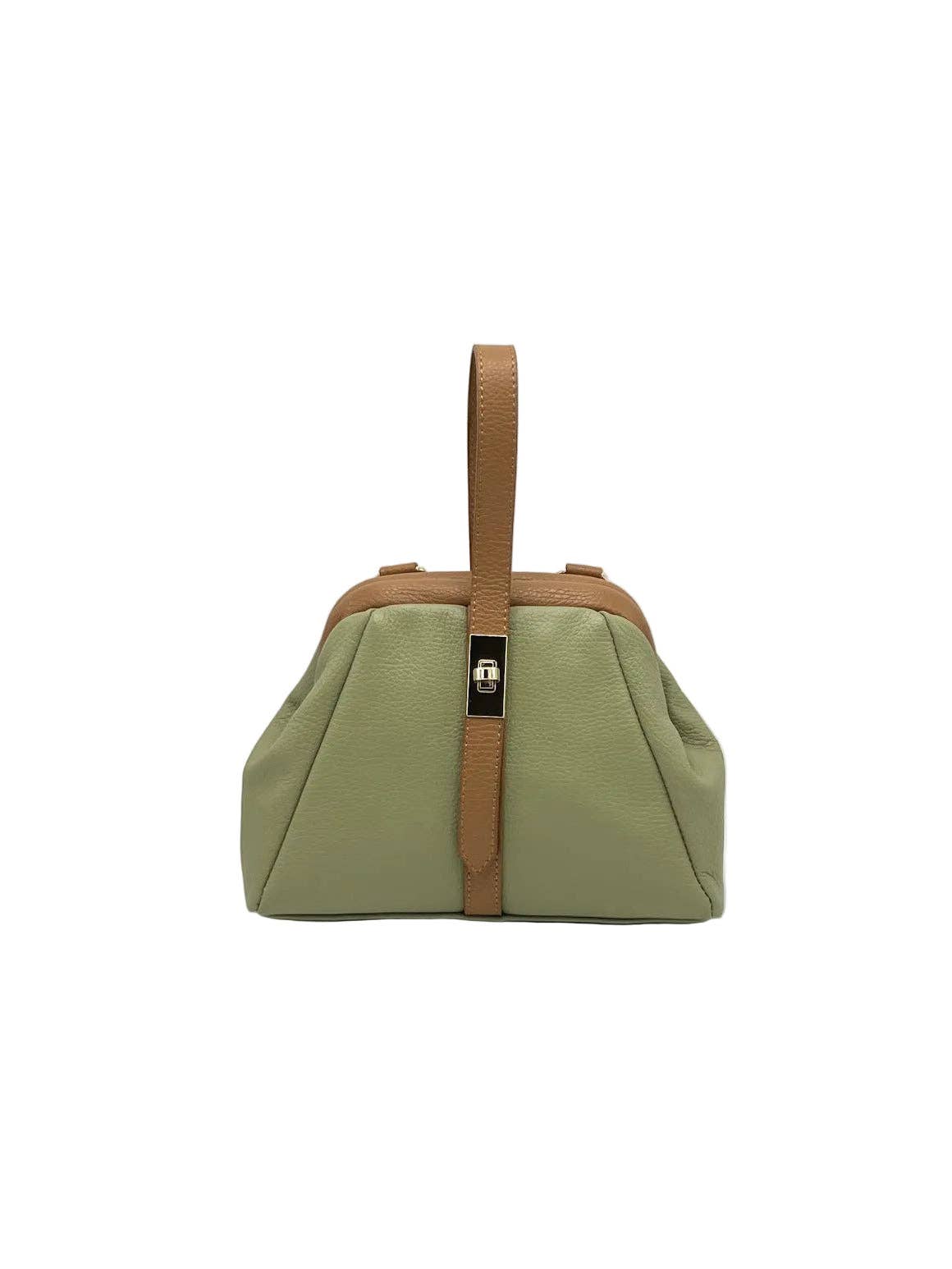Mini Leather Top-Handle Bag with Detachable Strap, Made in Italy, art. 112746: Beige1