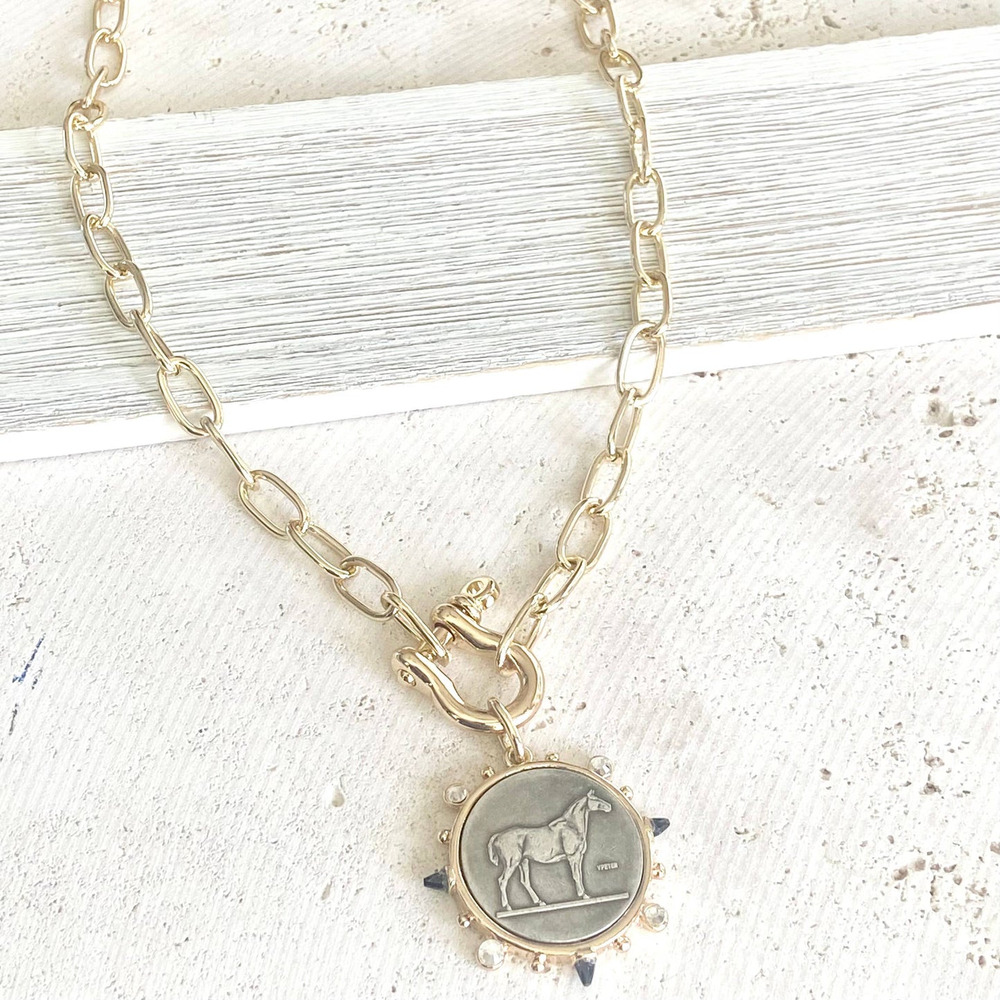 Horse Coin Shackle Necklace ~ Equestrian Derby  Jewelry 