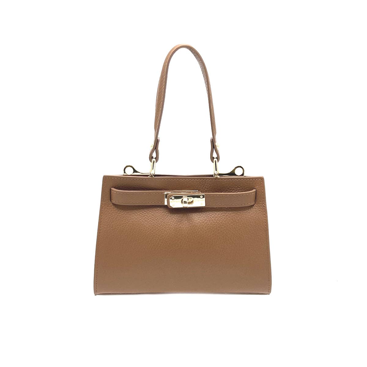 Genuine leather shoulder bag, Made in Italy, art. 112607: Camel