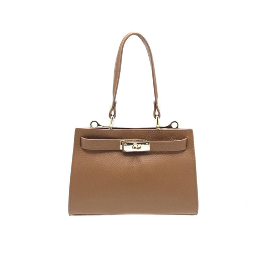 Genuine leather shoulder bag, Made in Italy, art. 112607: Camel