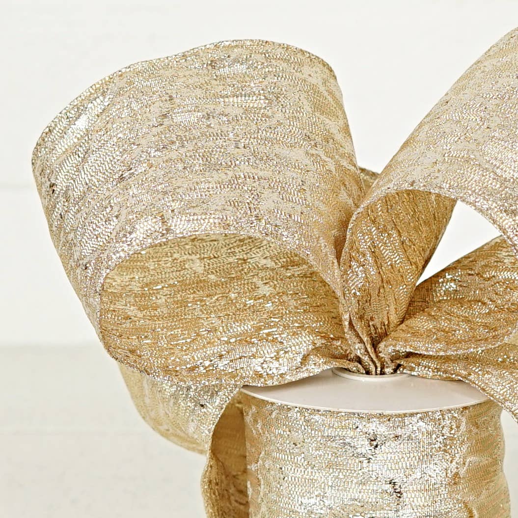 57R0961 - 4inWx10Yard Wired Ribbon-Golden Artisan