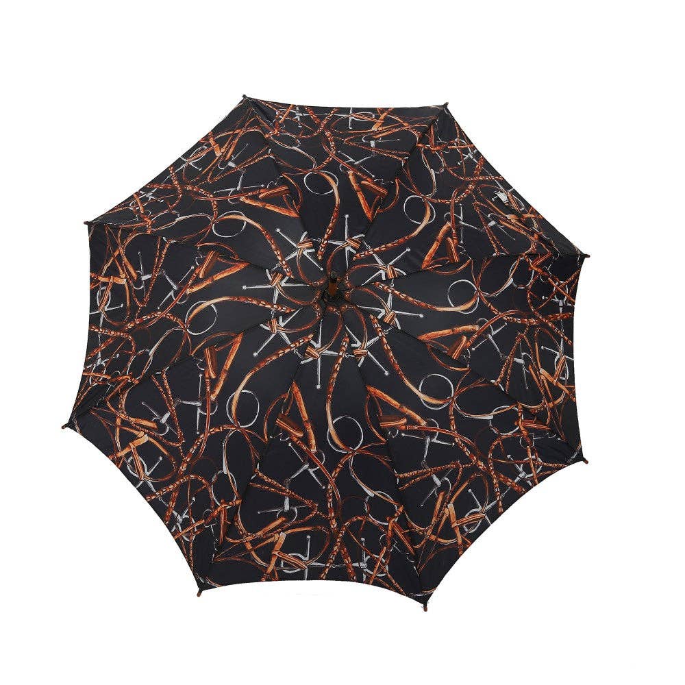 AWST Int'l Lila Linear Horses Umbrella: Navy