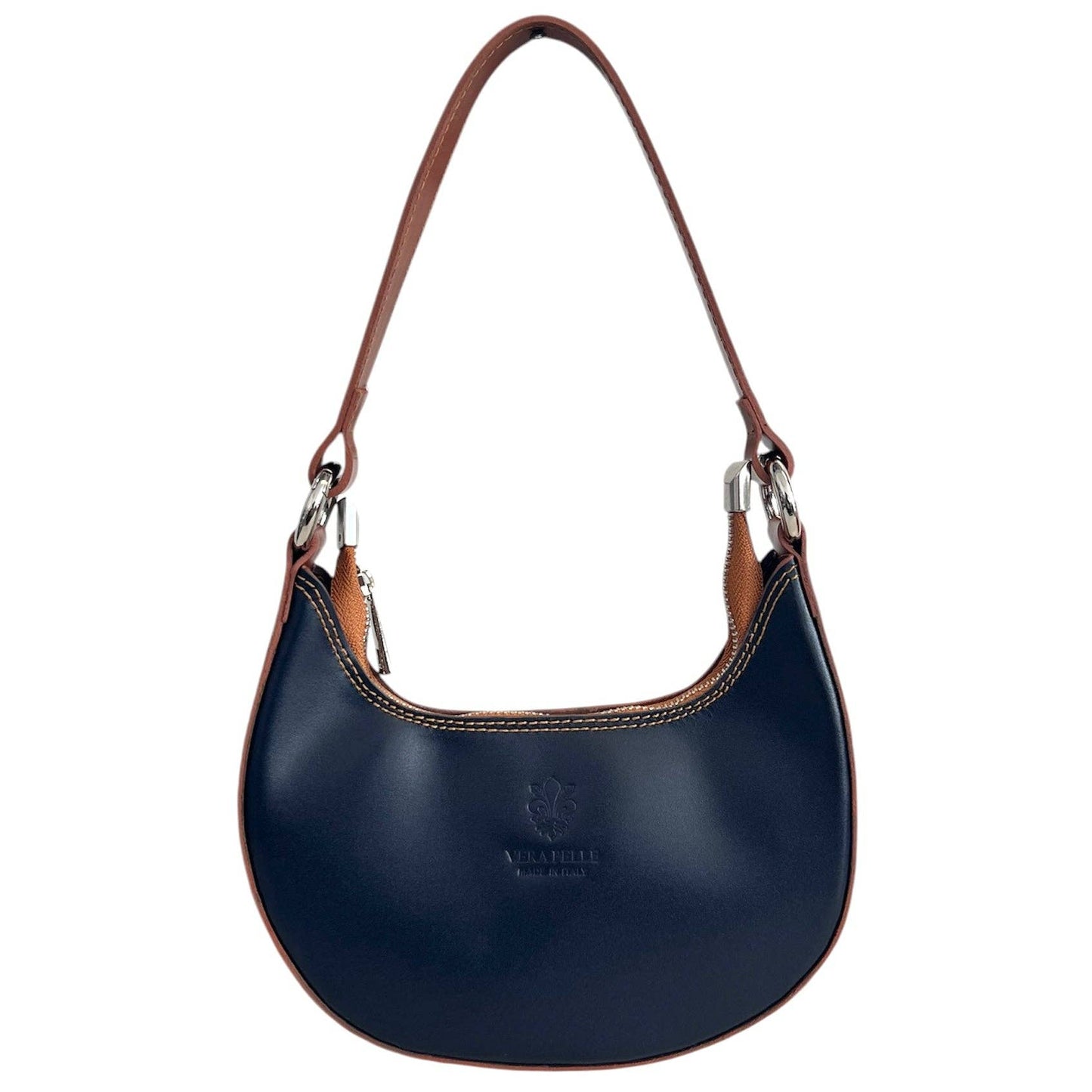 Modarno Women's Handbag with Removable Handle Bicolor in Genuine Cowhide Leather 21x5x12 cm: Sable