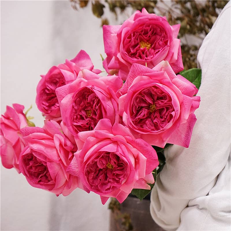27"-Lux Faux Juliet Rose-Moisturizing Finish-5"Bloom: White Cream