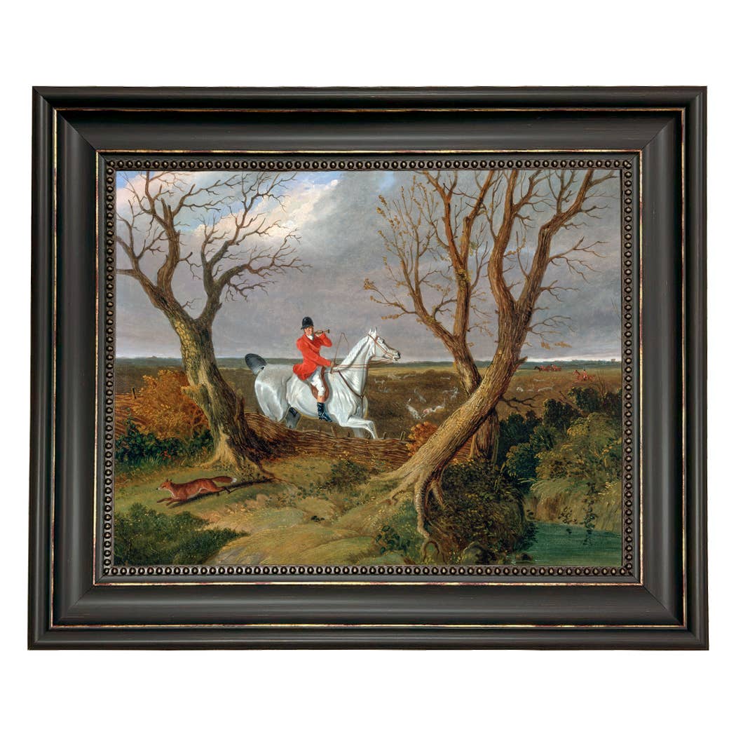 The Suffolk Hunt Vintage Painting Print on Canvas: Antiqued Black/Gold / 8" x 10"