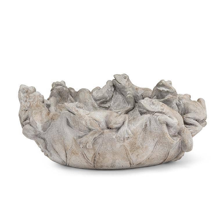 Shallow Garden Bowl with Frogs-10"D