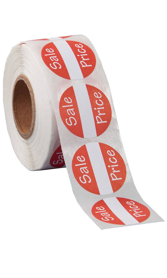 Self-Adhesive Sale Price Labels - Red - Roll of 500