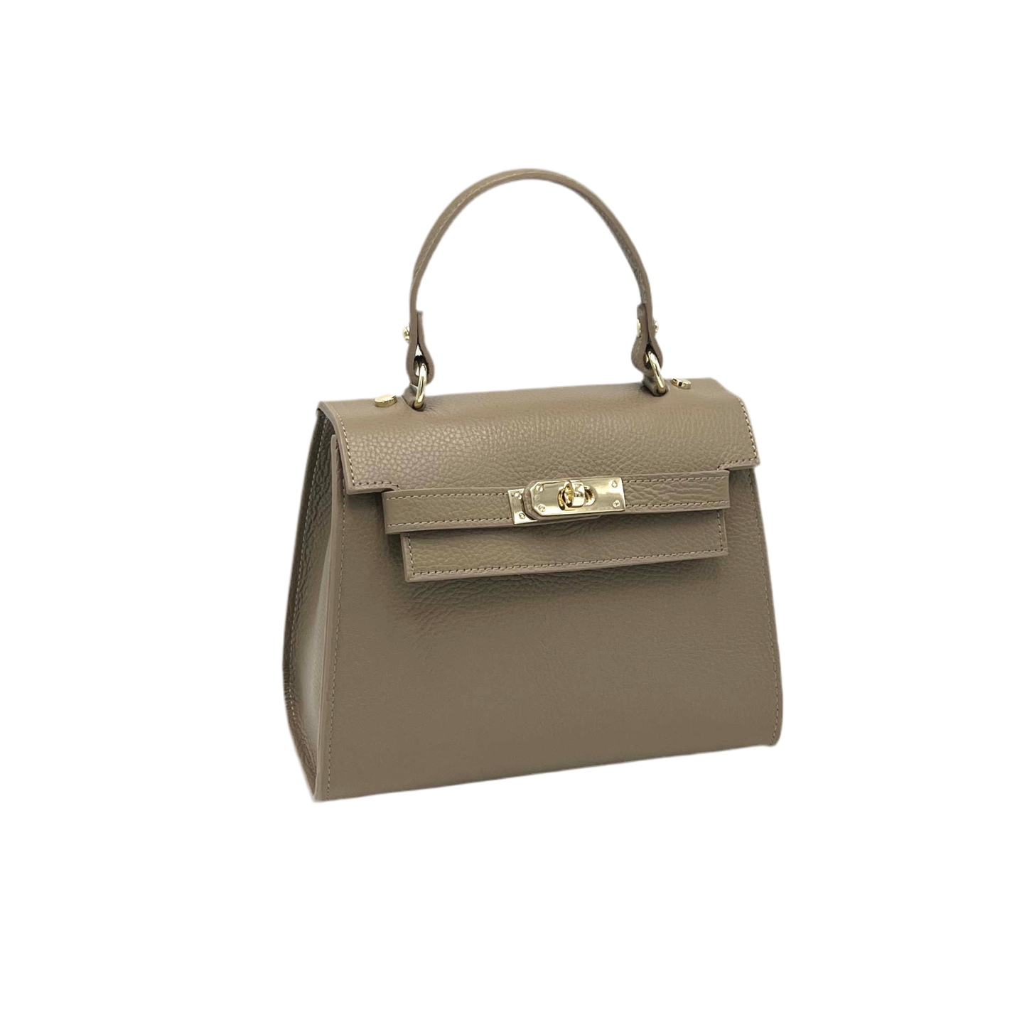 Genuine leather top handle bag, Made in Italy, art. 112631: Camel