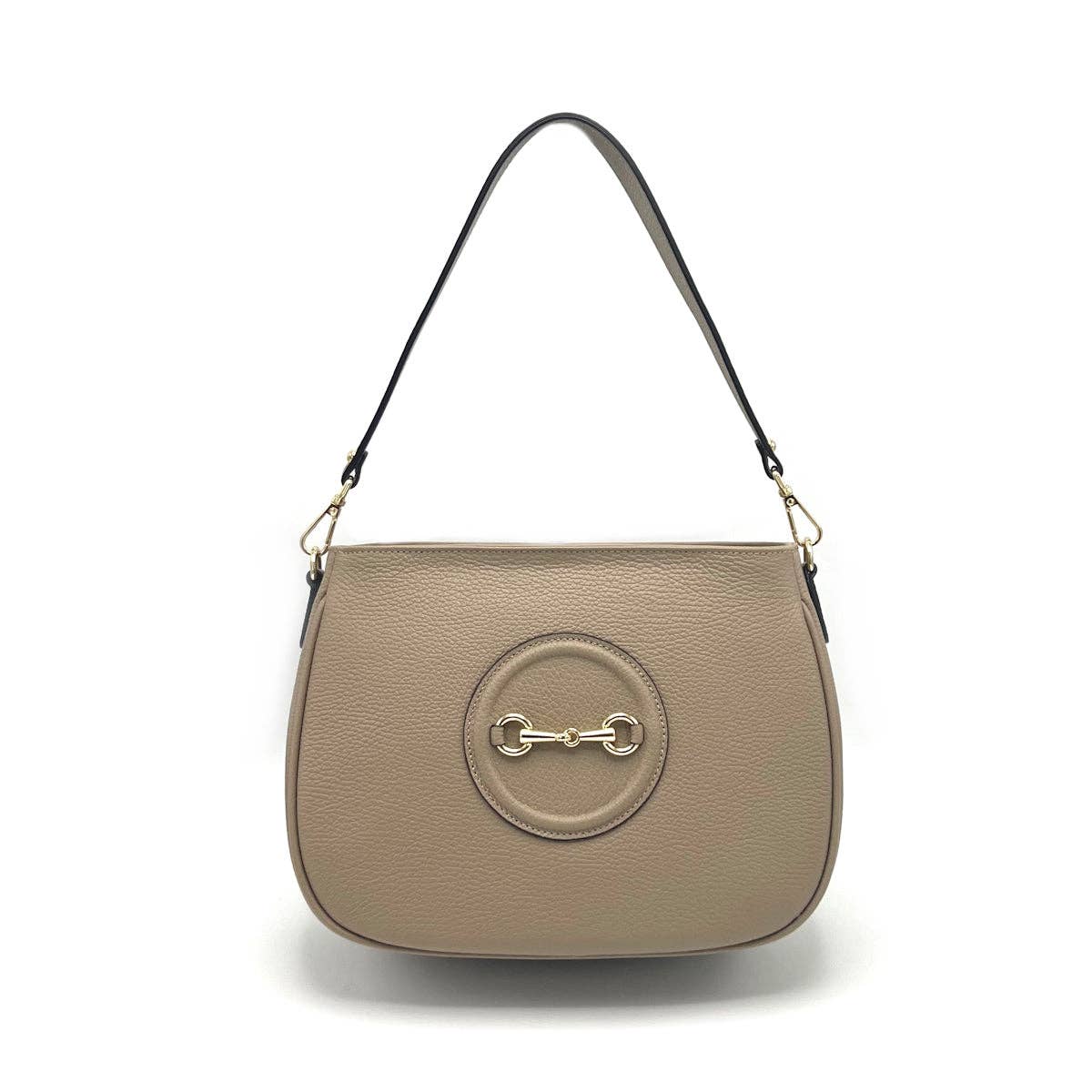 Genuine leather shoulder bag, Made in Italy, art. 112627: Taupe