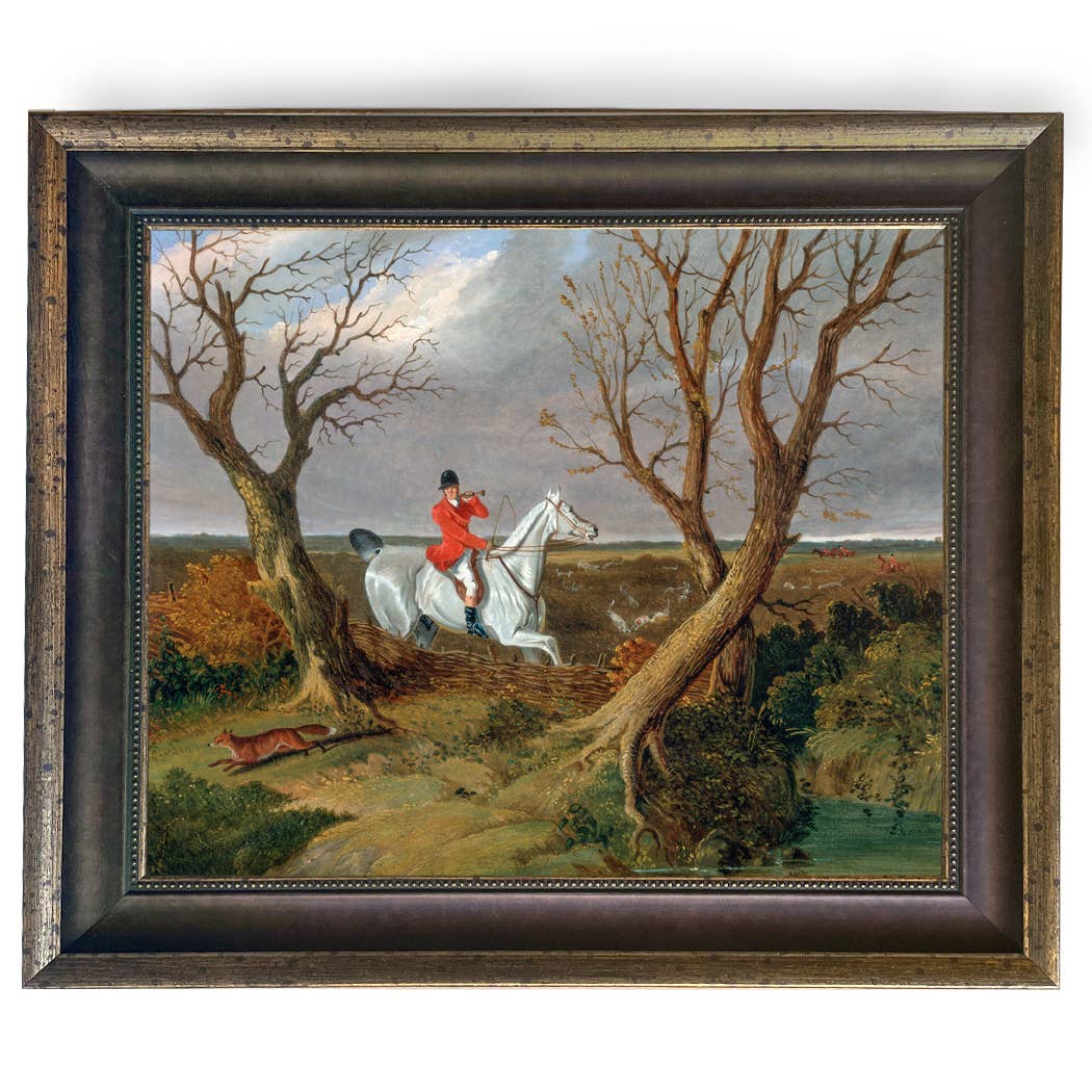 The Suffolk Hunt Vintage Painting Print on Canvas: Antiqued Black/Gold / 8" x 10"