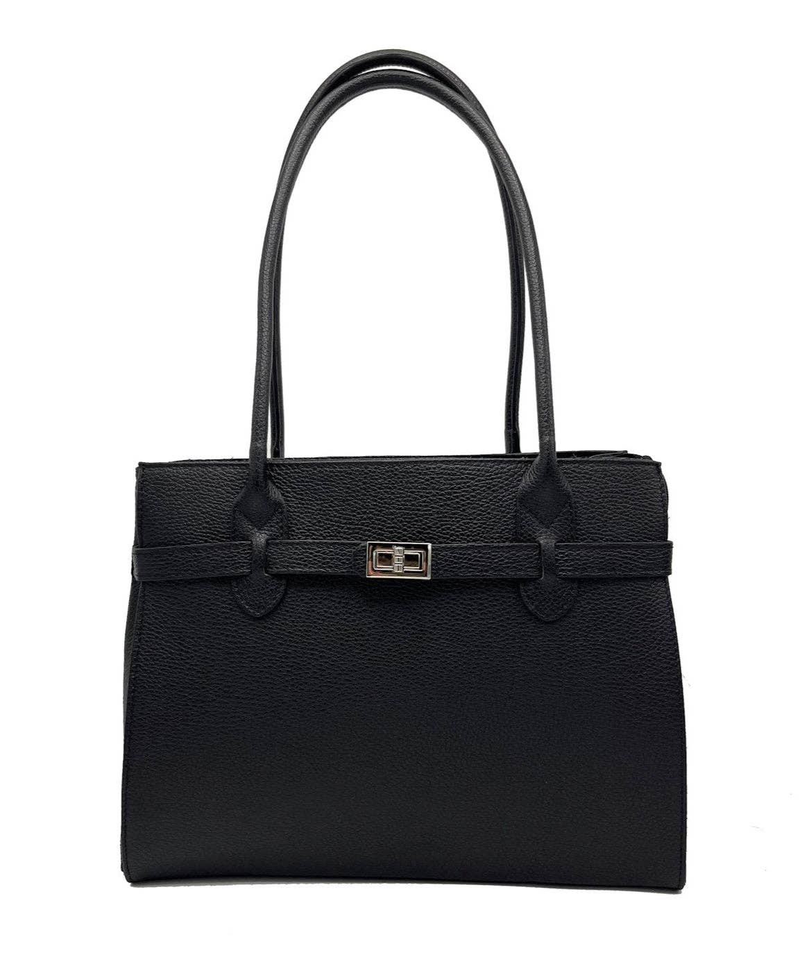 Genuine leather shoulder bag, Made in Italy, art. 112429: Dark Blue