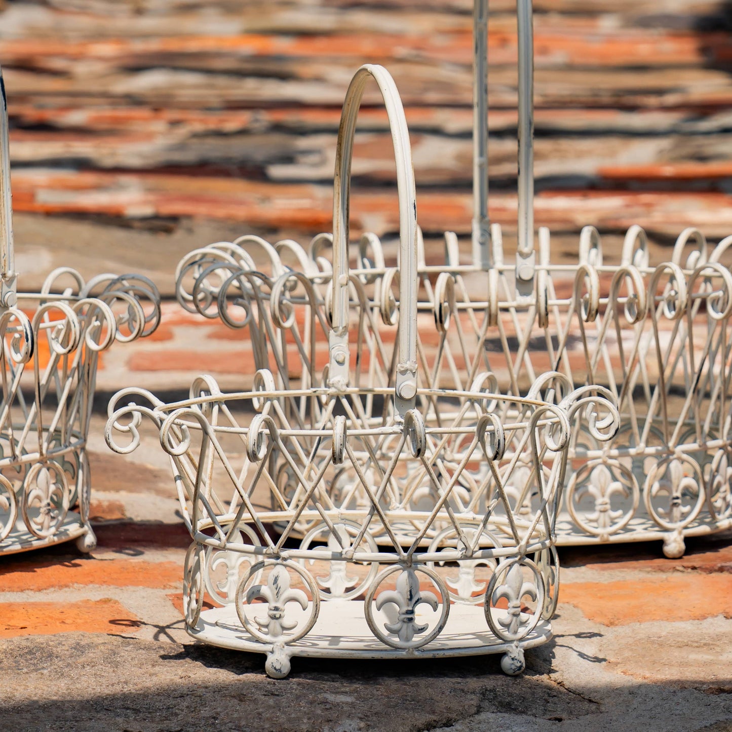 Decorative Garden Baskets Metal Wire- 3PC/Set - Options: Verdi Green