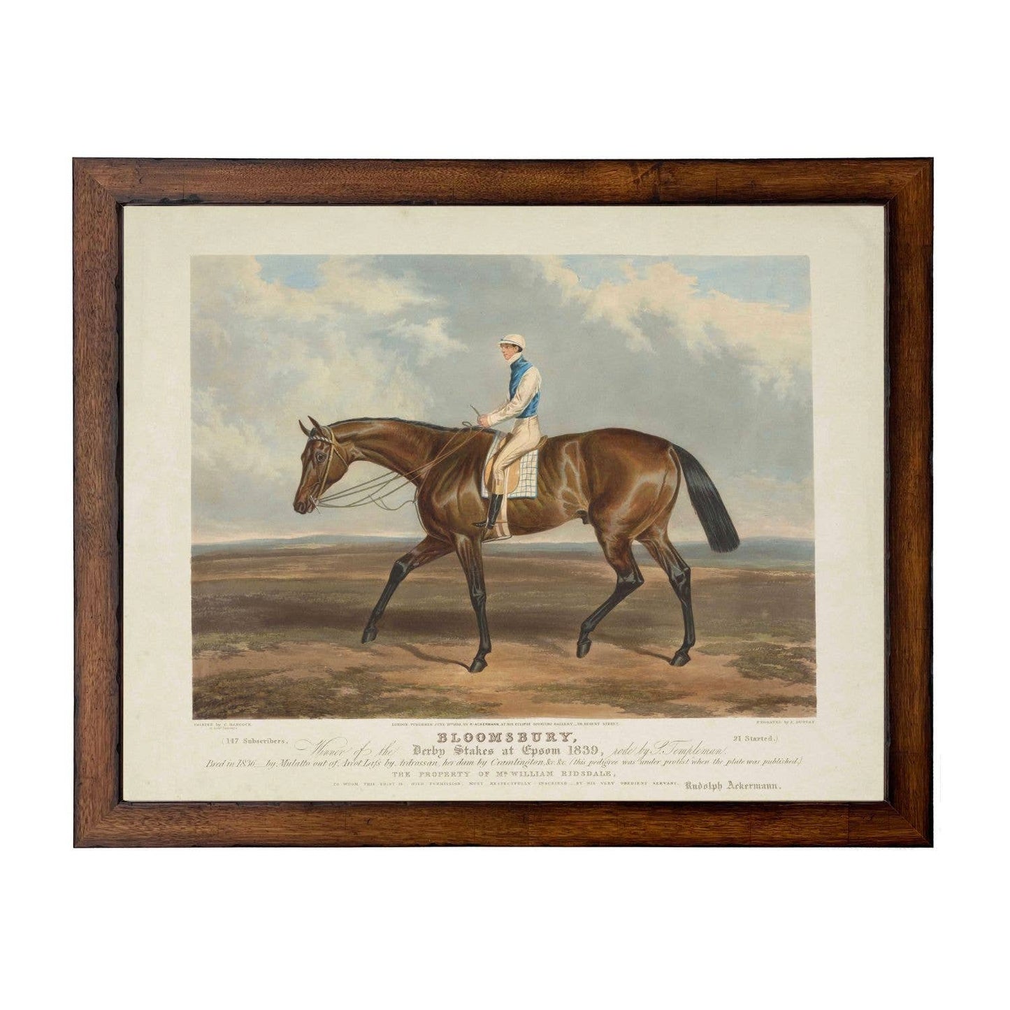 Horse and Jockey D bookplate on a distressed background: Barnwood Frame 310-400 Ee / 12" X 16"