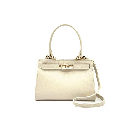 Genuine leather shoulder bag, Made in Italy, art. 112607: Beige
