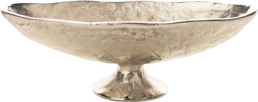 GE00234: Free form cast alum oval decor,ft bowl,slv,17.5x6in