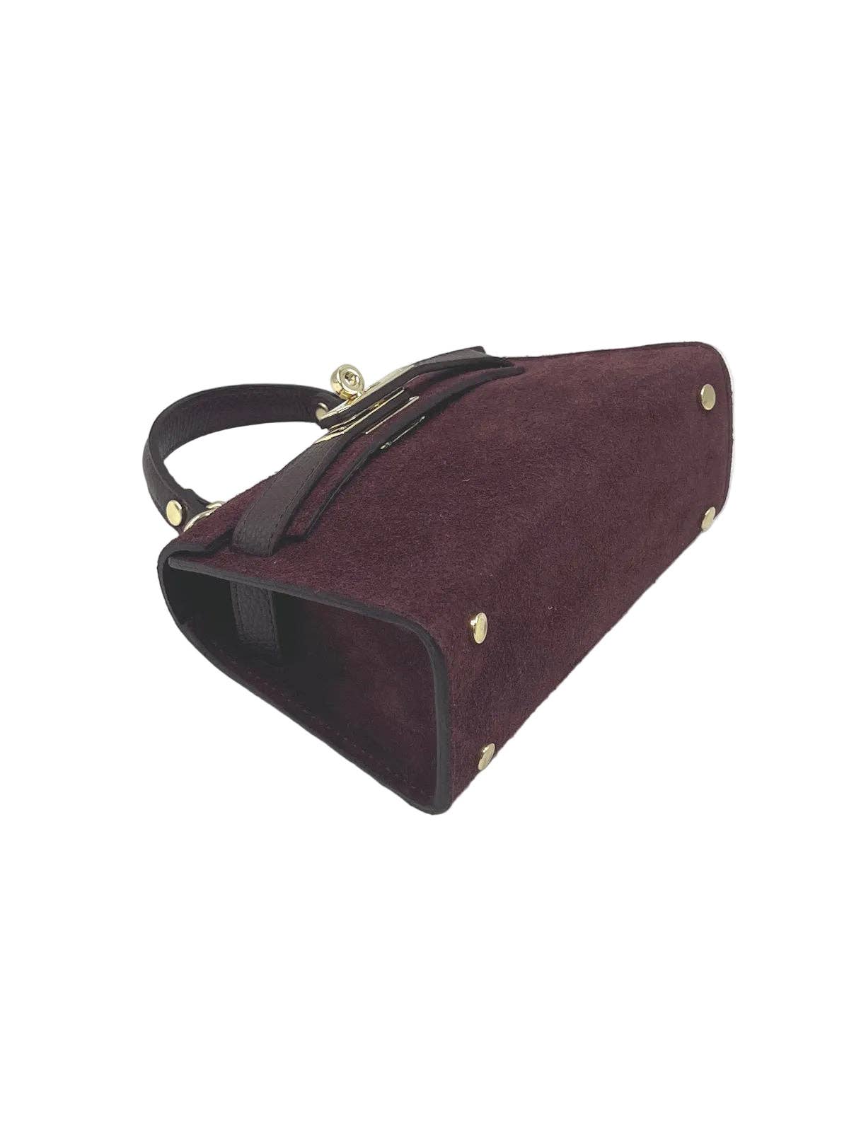 Suede and Genuine Leather Shoulder Bag, Made in Italy, art. 112781: Dark Brown