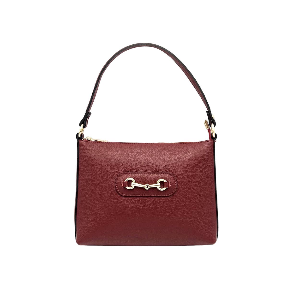 Genuine leather shoulder bag with crossbody strap, Made in Italy, art. 112660: Black