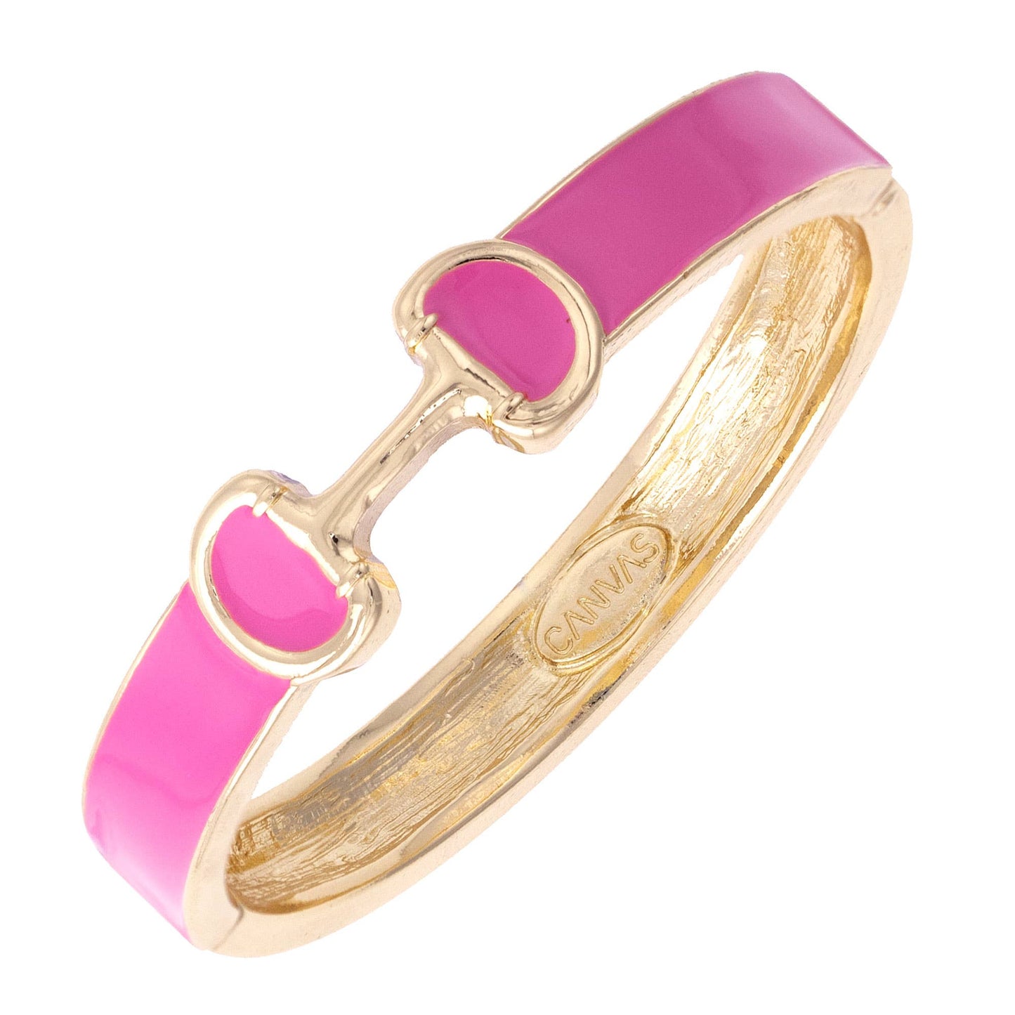 Majesty Horsebit Enamel Hinge Bangle: Light Blue