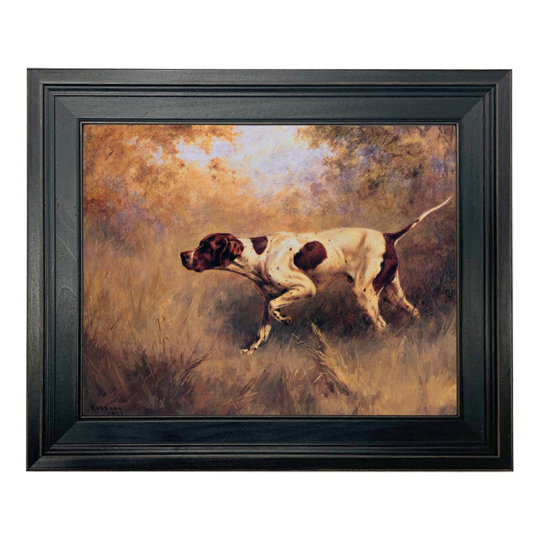 On Point English Pointer Framed Painting Print | Wall Art: Wide Distressed Black/Copper-Bead / 5" x 6"