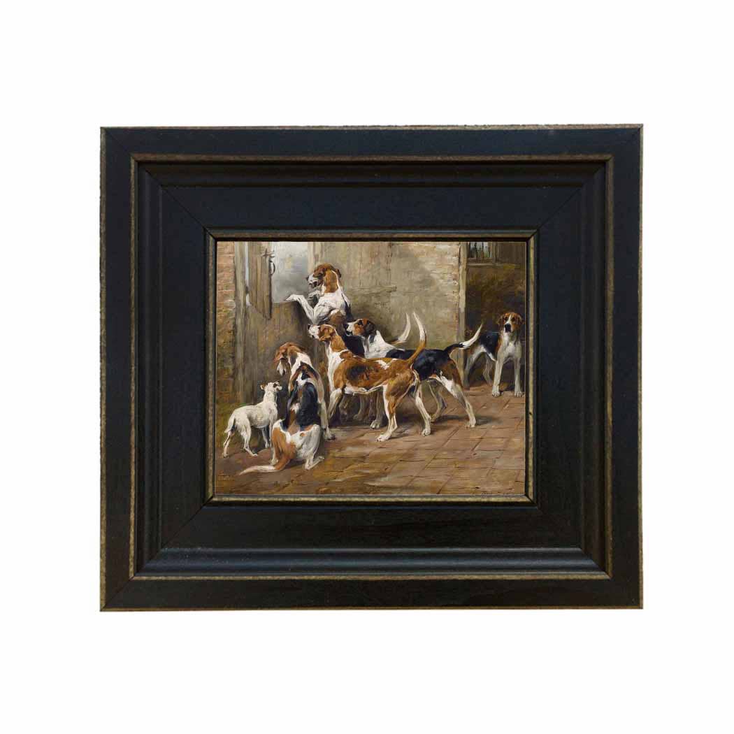 Waiting for the Hunt Vintage Painting Print on Canvas: 5" x 6"