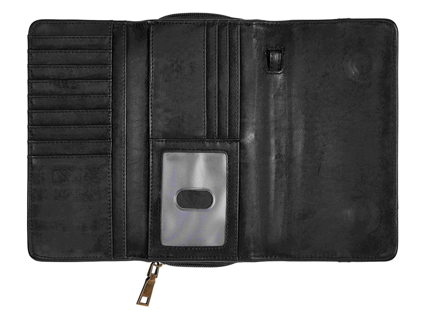AWST Int'l Snaffle Bit Leather Cross Body Wallet: Black / STD