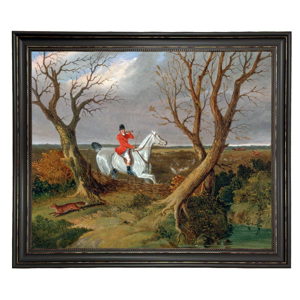 The Suffolk Hunt Vintage Painting Print on Canvas: Antiqued Black/Gold / 8" x 10"