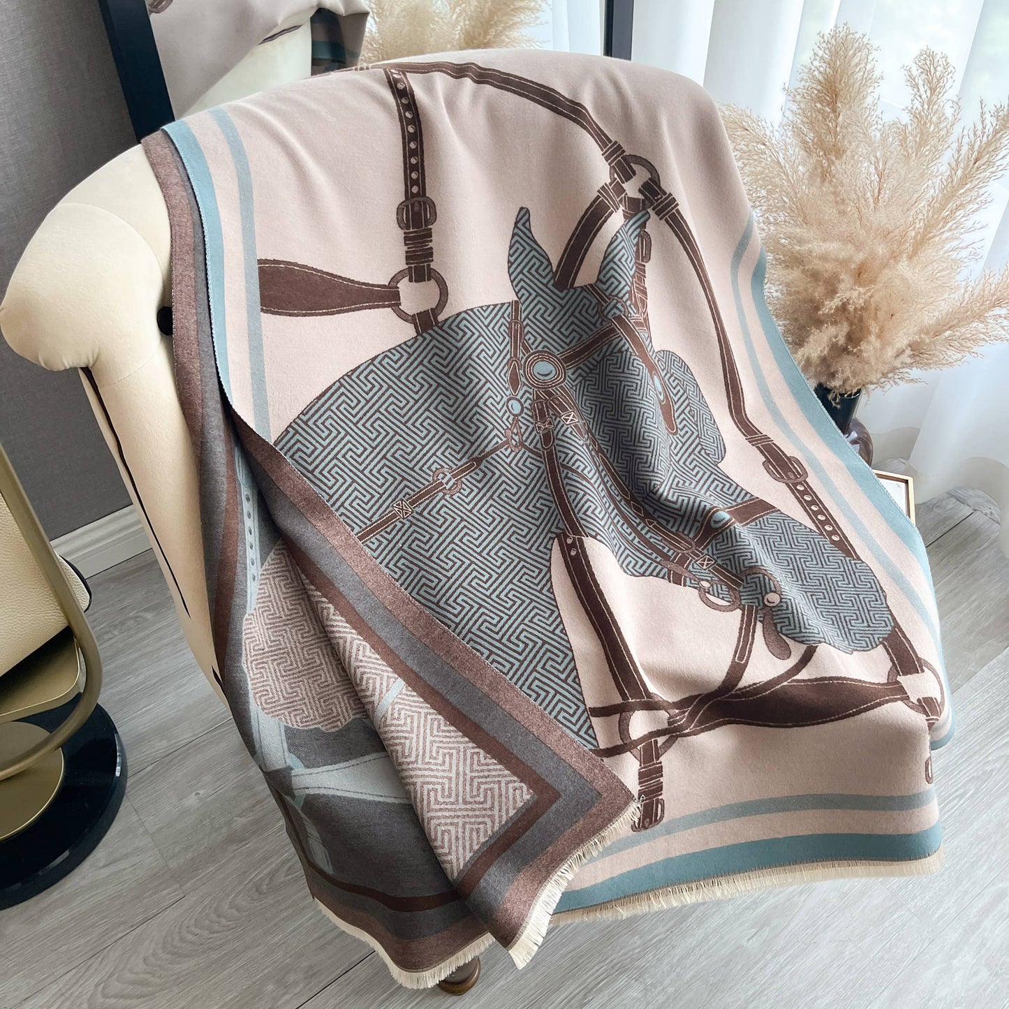 Blue / Brown Equine Halter Reversible Wrap