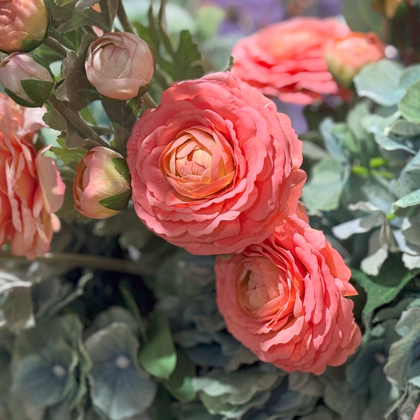 Real Touch Ranunculus - Sunset - 19 Inch