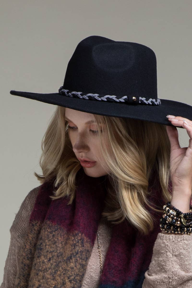 100% Wool Panama Hat & Braid: Grey / OS